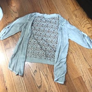 Lace Cardigan Size Medium Tan